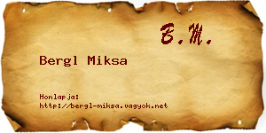 Bergl Miksa névjegykártya